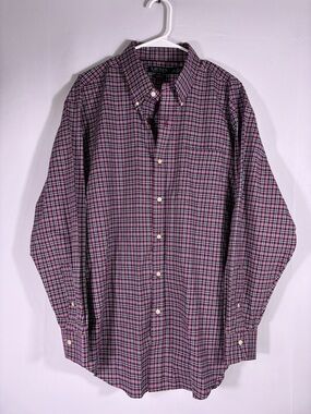 Ralph Lauren Cotton Plaid Button Down Shirt Classic Fit Non-Iron Size 18 34/35